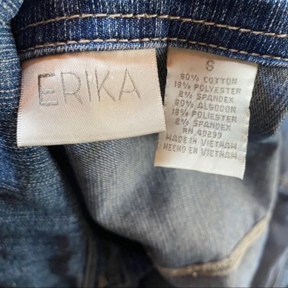 Vintage Erika Denim Jacket Blue Jean Button Down Jacket Size S - Picture 2 of 7